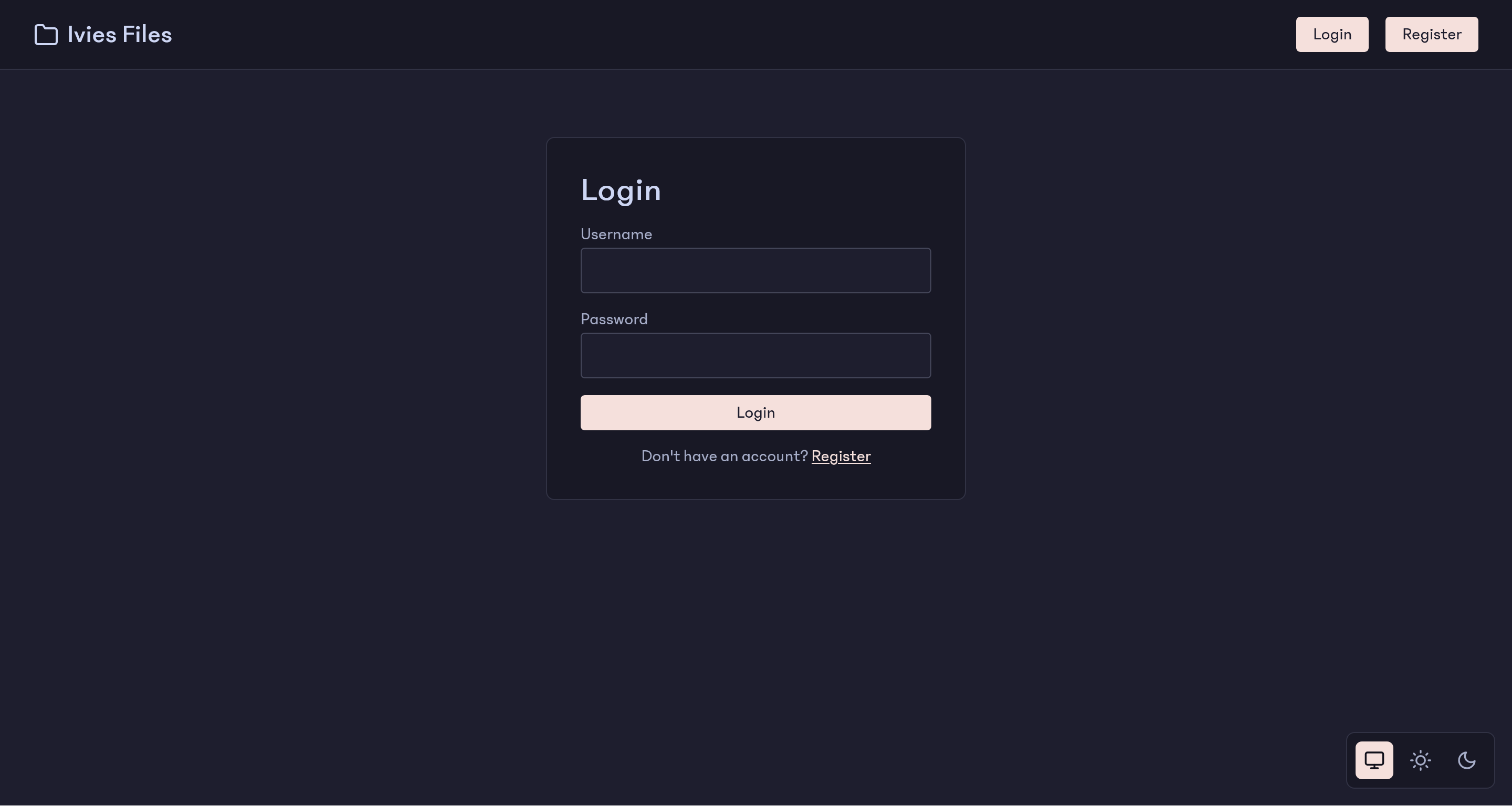 Login page